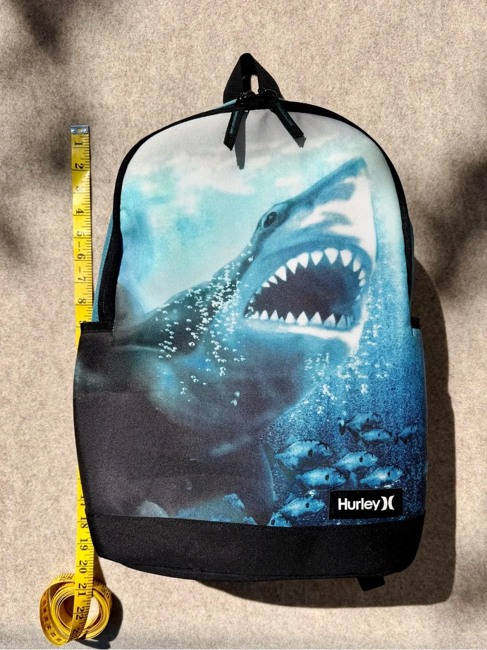 Hurley Blue and Black Shark Print Backpack for Men